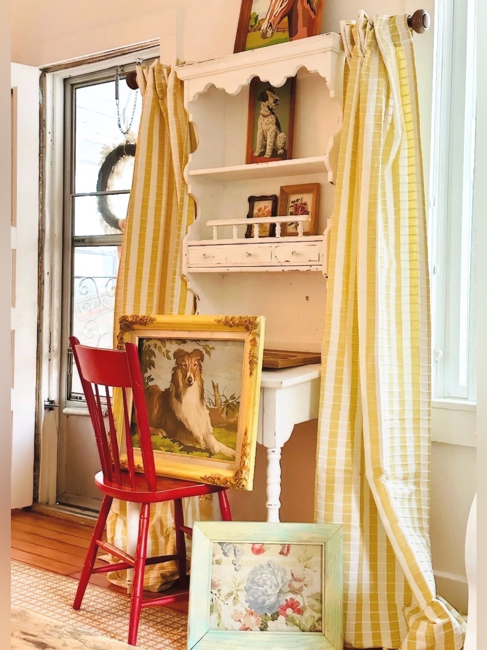 Anthropologie Cotton Woven Stripe Curtain maize yellow